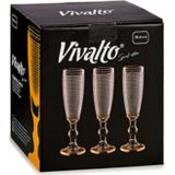 Vivalto - Luxe Champagneglazen Monaco serie set 6x op goud voet 180 ml