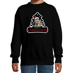Dieren kersttrui wolf zwart kinderen - Foute wolven kerstsweater jongen/ meisjes - Kerst outfit dieren liefhebber