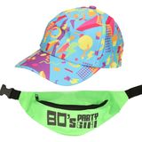 Foute 80s/90s party verkleed set - dames - retro pet en heuptasje - jaren 80/90 verkleed accessoires