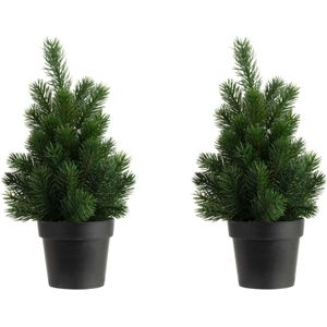 2x stuks kunstboom/kunst kerstboom 45 cm - Kunst kerstboompjes/kunstboompjes