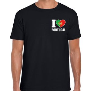 I love Portugal t-shirt zwart op borst voor heren - Portugal landen shirt - supporter kleding