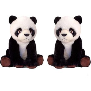 2x Stuks Pluche Knuffel Panda Beren van 25 cm - Dieren Knuffelbeesten Voor Kinderen Of Decoratie