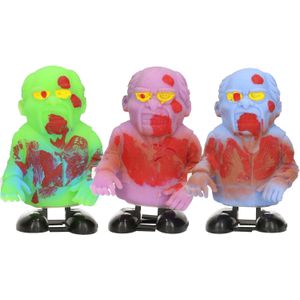 4x stuks lopende zombie Halloween poppetje 8 cm - Horror/Halloween decoratie speelgoed