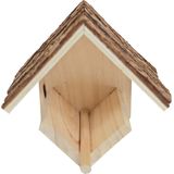 2x stuks vogelhuisje/voederhuisje/pindakaashuisje hout met dak van boomschors 16 cm - Vogelvoederhuisje - Vogel voederstation