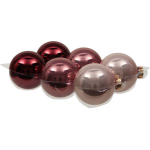 Othmar Decorations kerstballen - 6x - roze tinten - 8 cm - glas