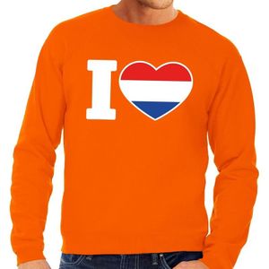 Oranje I love Holland sweater / trui heren - Oranje Koningsdag/ supporter kleding