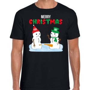 Merry Christmas sneeuwpoppen mijne is groter fout Kerst t-shirt - zwart - heren - Kerstkleding / Kerst outfit
