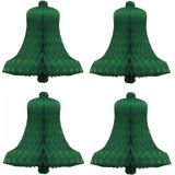 4x Decoratie kerstklok groen 36 cm - Groene kerstklokken kerstversiering / kerstdecoratie