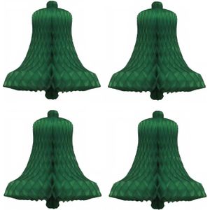 4x Decoratie kerstklok groen 36 cm - Groene kerstklokken kerstversiering / kerstdecoratie