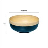 5Five - serveerschaal/saladeschaal - petrol - bamboe - 20 x 8 cm - rond