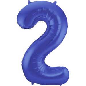 Folat Folie cijfer ballon - 86 cm blauw - cijfer 2 - verjaardag leeftijd