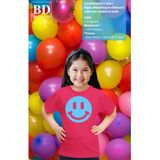 Bellatio Decorations Verkleed T-shirt voor meisjes - smiley - roze - carnaval - feestkleding kind