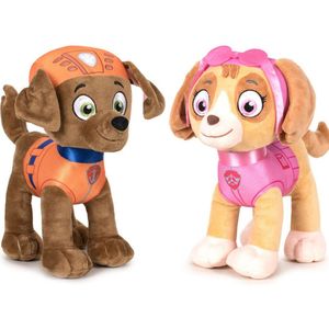 Paw Patrol knuffels setje van 2x karakters Zuma en Skye 27 cm - Kinder speelgoed hondjes cadeau