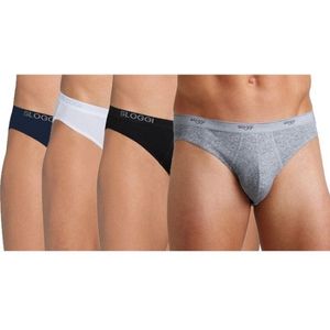 Set van 3x stuks sloggi basic grijs mini heren ondergoed slip - 96% katoen/4% elasthan, maat: M