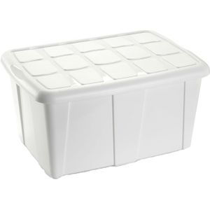 Plasticforte Opbergbox met deksel - Wit - 60L - kunststof - 63 x 46 x 32 cm