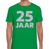 25 jaar zilver glitter verjaardag t-shirt groen heren - verjaardag / jubileum shirts