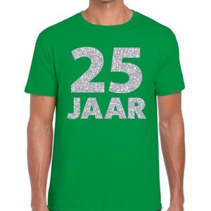 25 jaar zilver glitter verjaardag t-shirt groen heren - verjaardag / jubileum shirts