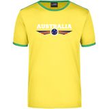 Australia geel/groen ringer landen t-shirt logo met vlag Australie - heren - Australie landen shirt - supporter kleding / EK/WK
