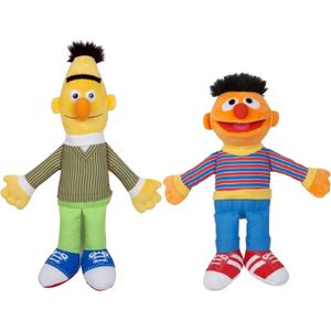 Sesamstraat knuffels - Bert en Ernie - stof - 38/44 cm groot - pluche poppen