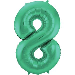 Folat Folie cijfer ballon - 86 cm groen - cijfer 8 - verjaardag leeftijd