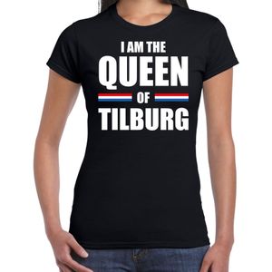 Koningsdag t-shirt I am the Queen of Tilburg - zwart - dames - Kingsday Tilburg outfit / kleding / shirt