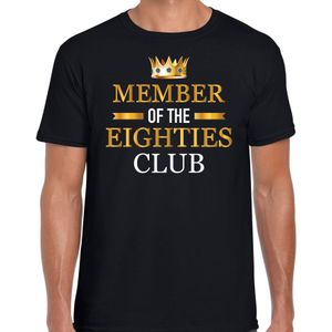 Member of the eighties club cadeau t-shirt - zwart - heren - 80 jaar verjaardag kado shirt / outfit