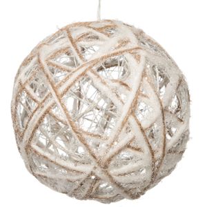 Anna Collection verlichte draad bal/kerstbal -jute - D15 cm - 10 leds