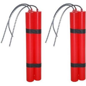 2x stuks dynamiet staven speelgoed/feestartikelen 23 cm - Verkleed feest accessoires