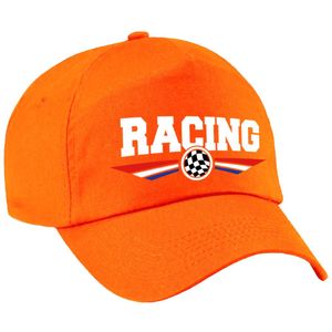 Racing coureur supporter pet met Nederlandse vlag oranje voor volwassenen -  race thema / race supporter baseball cap