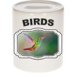 Dieren liefhebber kolibrie vogel spaarpot  9 cm jongens en meisjes - keramiek - Cadeau spaarpotten vogels liefhebber