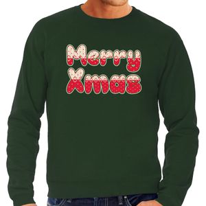 Merry xmas foute Kerst trui - groen - heren - Kerst sweater / Kerst outfit