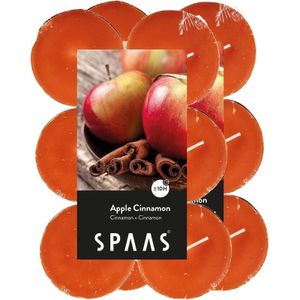 24x Maxi geurtheelichtjes Apple Cinnamon 10 branduren - Geurkaarsen appel/kaneel geur - Grote waxinelichtjes