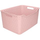 Plasticforte opbergmand/kastmandje - 2x - 18 liter - roze - kunststof - 29 x 39 x 19 cm