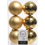 36x Gouden kunststof kerstballen 8 cm - Mat/glans - Onbreekbare plastic kerstballen - Kerstboomversiering goud