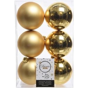 36x Gouden kunststof kerstballen 8 cm - Mat/glans - Onbreekbare plastic kerstballen - Kerstboomversiering goud