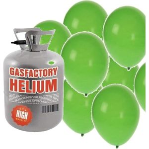 Helium tank met 50 groene ballonnen - Groene - Heliumgas met ballonnen voor een St. Patrickday thema