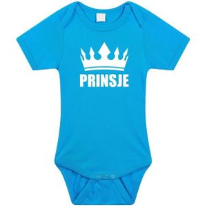 Prinsje met kroon baby rompertje blauw jongens - Kraamcadeau - Babykleding