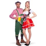 Rode/bloemenprint Tiroler dirndl verkleed kostuum/jurkje voor dames - Carnavalskleding sexy Oktoberfest/bierfeest verkleedoutfit