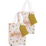 Pakket van 4x stuks papieren bruiloft giftbags/cadeau tasjes wit 11 x 14 x 6 cm cmÃ¯Â¿Â½- Huwelijk cadeautjes