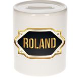 Roland naam cadeau spaarpot met gouden embleem - kado verjaardag/ vaderdag/ pensioen/ geslaagd/ bedankt