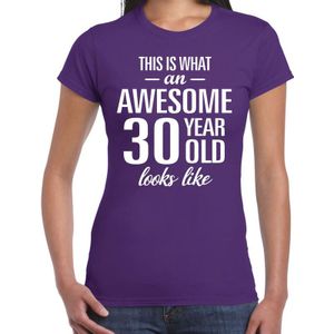 Awesome 30 year - geweldige 30 jaar cadeau t-shirt paars dames -  Verjaardag cadeau