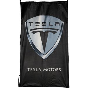 Tesla vlag zwart 150 x 90 cm - Automerken garage/wanddecoratie/gadgets