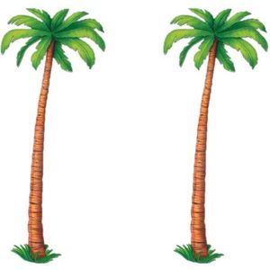2x stuks decoratie Hawaii party thema palmboom 180 cm - Feestartikelen/versieringen
