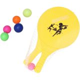 Beachball set geel - kunststof - 6x multi kleur balletjes - rubber - strandbal speelset