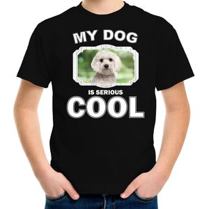 Maltezer honden t-shirt my dog is serious cool zwart - kinderen - Maltezers liefhebber cadeau shirt - kinderkleding / kleding