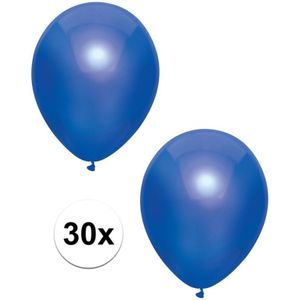 30x Donkerblauwe metallic ballonnen 30 cm - Feestversiering/decoratie ballonnen donker blauw