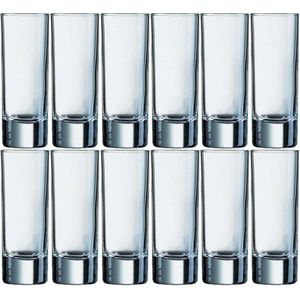 12x Stuks shotglazen/shotglaasjes van glas 65 ml - Borrelglazen - Shotjes