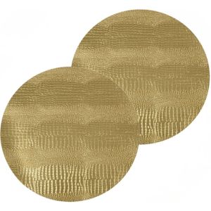 2x stuks ronde placemats goud glitter 38 cm van kunststof - Borden onderleggers