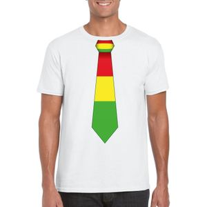 Wit t-shirt met Limburgse kleuren stropdas heren - Carnaval shirts