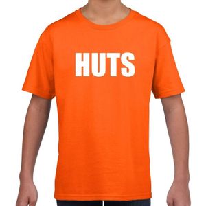 HUTS tekst t-shirt oranje kids - kids shirt HUTS - oranje kleding